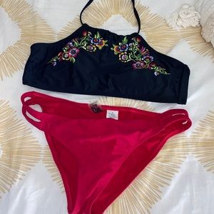 California Sunshine Floral Embroidered Bikini Set